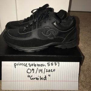 Black Chanel low top Trainers Size 10